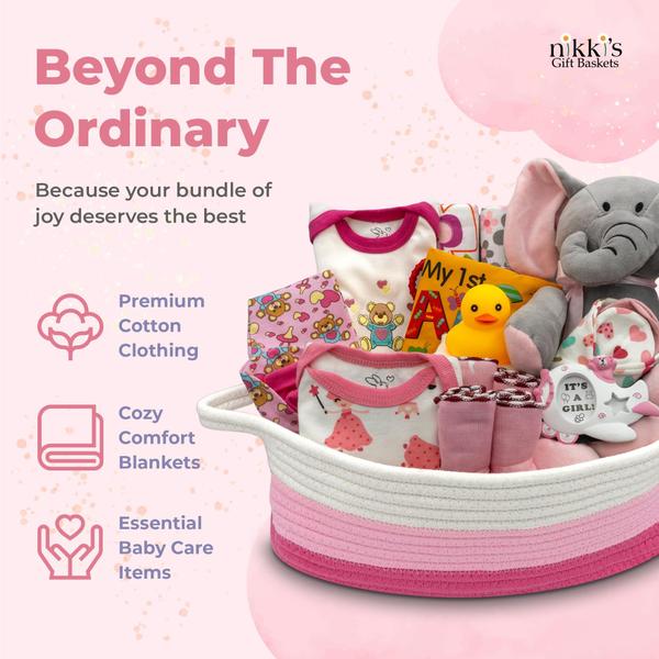 Imagem de Cesta de presentes para bebês Nikki's Gift Baskets Bundle of Joy Girl