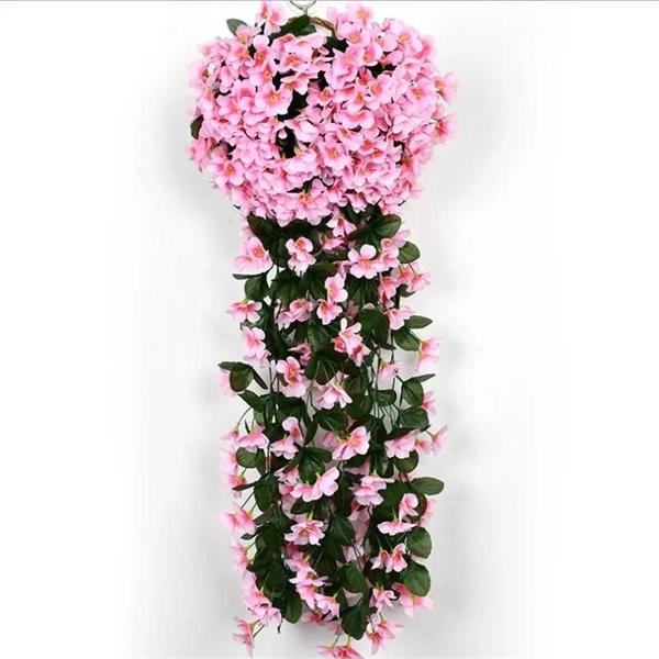 Imagem de Cesta de Suspensão de Parede com Flor Artificial Violeta (100cm) - Orquídea Artificial para Decoração de Festa