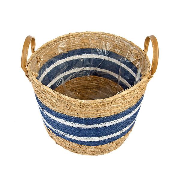 Imagem de Cesta Decorativa com Alça e Listras 30x30x25cm Fascino