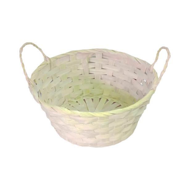 Imagem de Cesta Decorativa de Bambu c/ Alça 23cm Amarelo