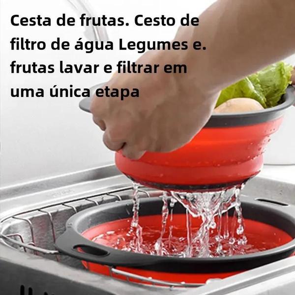 Imagem de Cesta Dobrável de Silicone para Lavar Frutas e Vegetais - Coador Dobrável