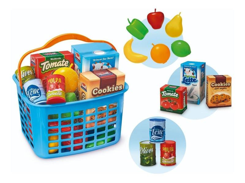 Imagem de Cesta Feira Com Alimentos E Frutas Infantil Usual Brinquedos