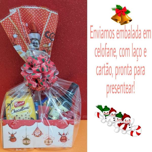 Imagem de Cesta Natal Especial  Chocolates Vinho Mini Panetone