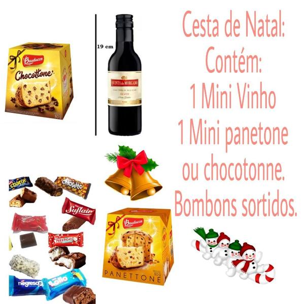 Imagem de Cesta Natal Especial  Chocolates Vinho Mini Panetone