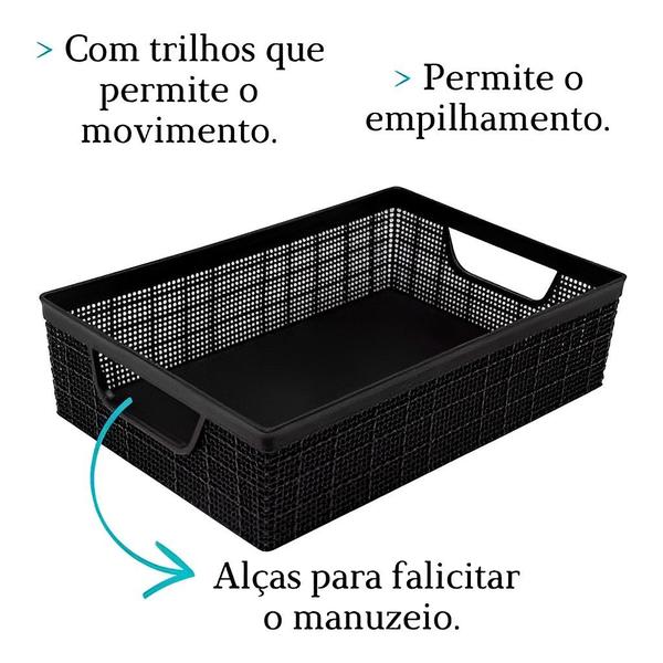 Imagem de Cesta Organizadora Linha Junta 2L Preta Com Alça 3179 - Jaguar