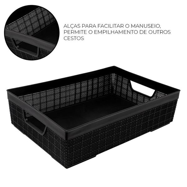 Imagem de Cesta Organizadora Linha Junta 5,2L Preta Com Alça 3180 - Jaguar