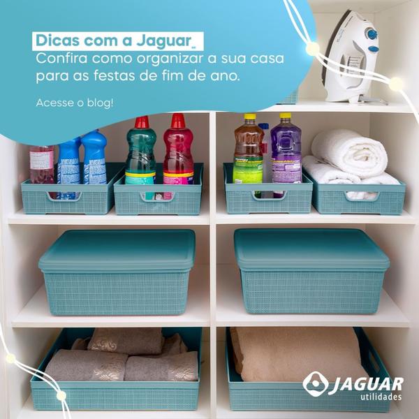 Imagem de Cesta Organizadora P M Multiuso 2l 5,2l Reforçada Jaguar Banheiro Geladeira Armario Cozinha Caixa