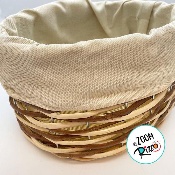 Imagem de Cesta Oval com Tecido M - Bege - 26x21x15cm - 1 unidade - Rizzo