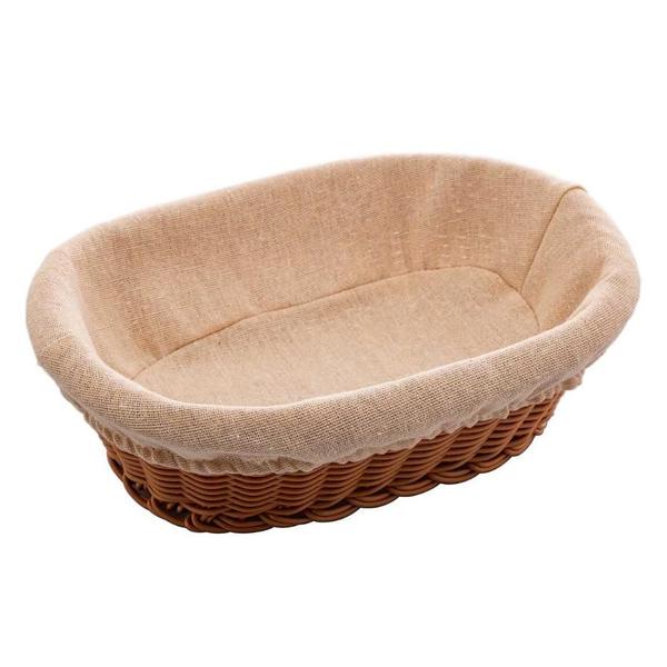 Imagem de CESTA OVAL DE RATTAN PLASTICO C/FORRO EM TECIDO 27cm - LYOR