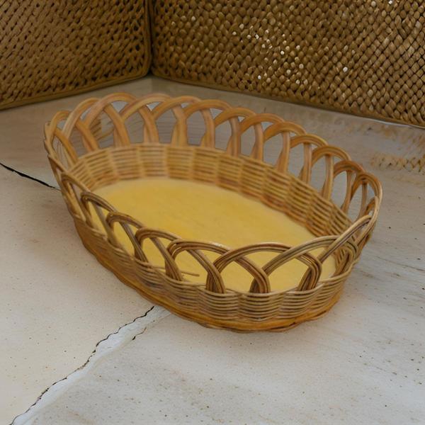 Imagem de Cesta Oval Trabalhada Vime Grande 32x22,5cm - Cayçara