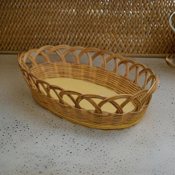 Imagem de Cesta Oval Trabalhada Vime Média 10x18cm - Cayçara