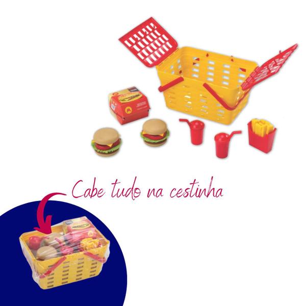 Imagem de Cesta Picnic Burguer Mercadinho Lanchinho Faz de Conta 12 pç