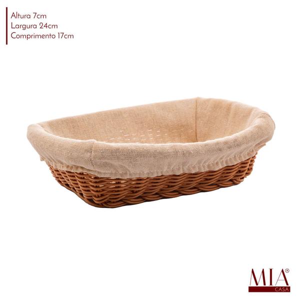 Imagem de Cesta Rattan Retangular com Forro 24x17x7cm