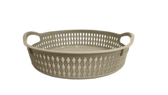 Imagem de Cesta Redonda de Plástico Rattan Trama com Alça 6X30 CM Ø