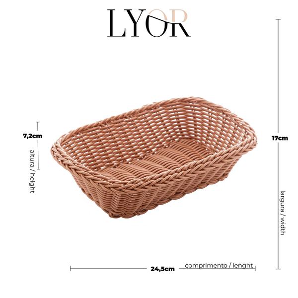 Imagem de Cesta Retangular de Rattan Plástico 24cm x 17cm x 7cm - Lyor