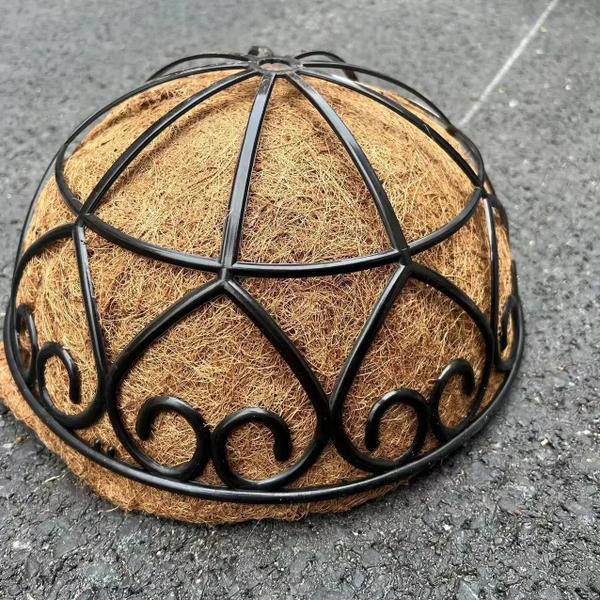 Imagem de Cesta Suspensa de Coco com Corrente de Ferro Marrom - Estilo Europeu para Plantas