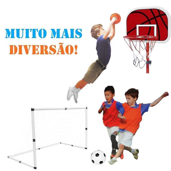 Cesta Tabela De Basquete + Golzinho Futebol Com Bola E Bomba - Dm Toys Imagem de Cesta Tabela De Basquete + Golzinho Futebol Com Bola E Bomba