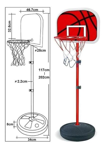 Imagem de Cesta Tabela de Basquete Kit Completo Ajustavel 202 Cm Dm toys