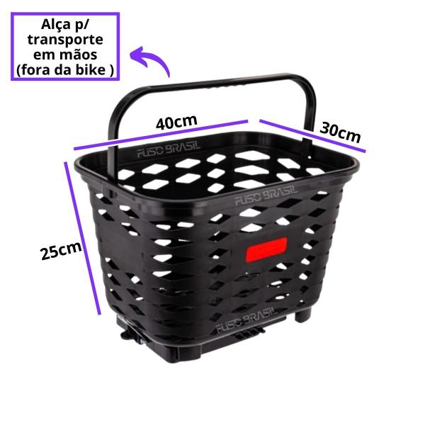 Imagem de Cesta Traseira Bike Engate Rápido Kalf Cestinha Grande 18l + Alça Removível Suporta 10kg