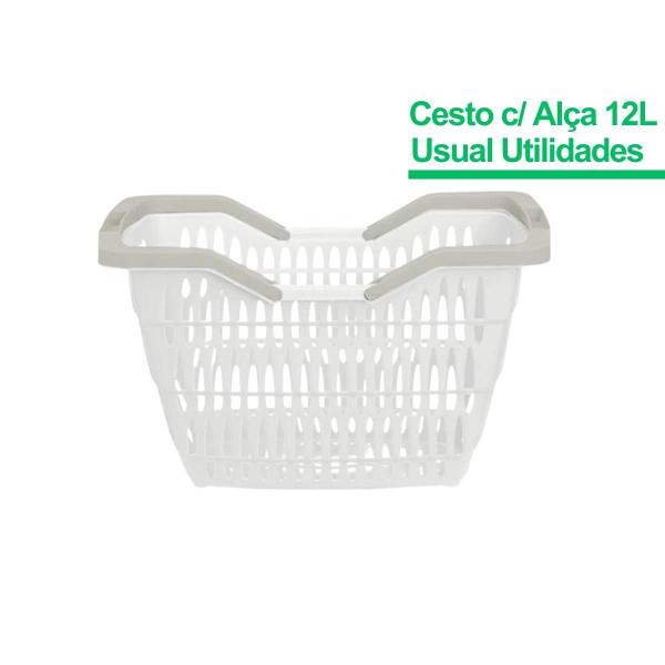 Cestinha Cesta Plástica Supermercado Alça 12 Litros Multiuso Empilhável Com Alça - Usual Utilidades Imagem de Cestinha Cesta Plástica Supermercado Alça 12 Litros Multiuso Empilhável Com Alça