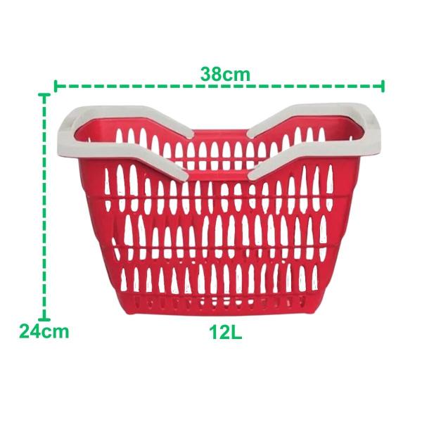 Imagem de Cestinha Cesta Plástica Supermercado Alça 12 Litros Multiuso Empilhável Com Alça