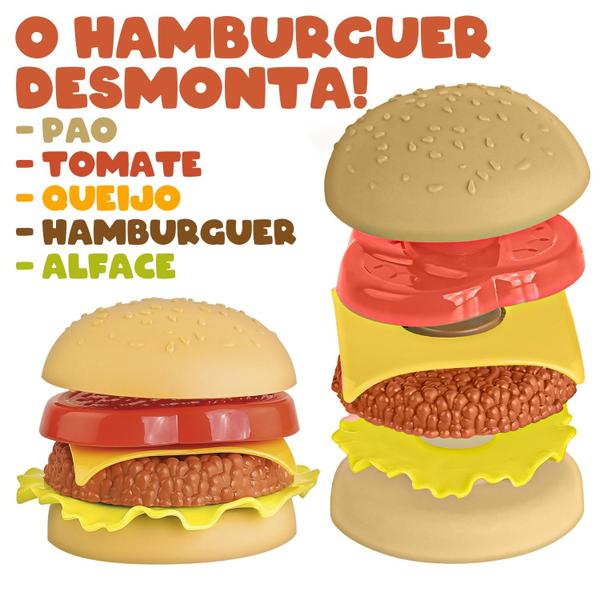 Imagem de Cestinha Happy Food Comidinha Hamburguer Brinquedo Infantil Brincar De Cozinha - Samba Toys