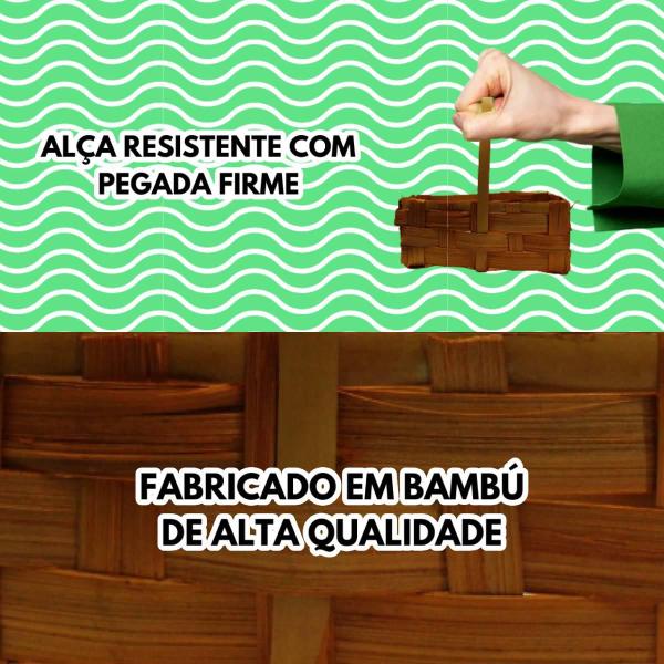 Cestinha Páscoa Com Alça em Bambu Trançado Retangular Super Luxo - Piffer Imagem de Cestinha Páscoa Com Alça em Bambu Trançado Retangular Super Luxo