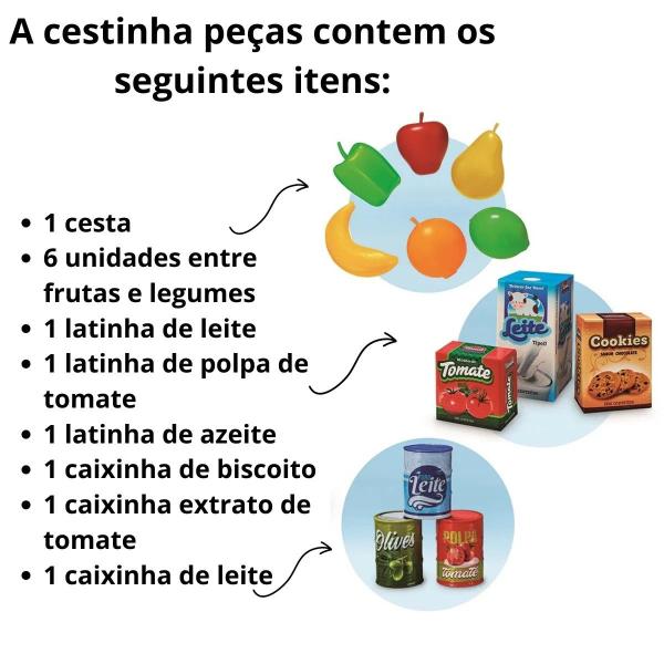 Imagem de Cestinha Super Feirinha C/ 13 Itens Sortido Usual Brinquedos