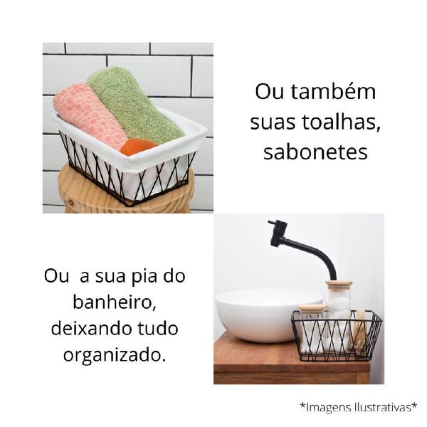 Cesto aramado com forro pães torradas maior 18 cm oikos Imagem de Cesto aramado com forro pães torradas maior 18 cm oikos