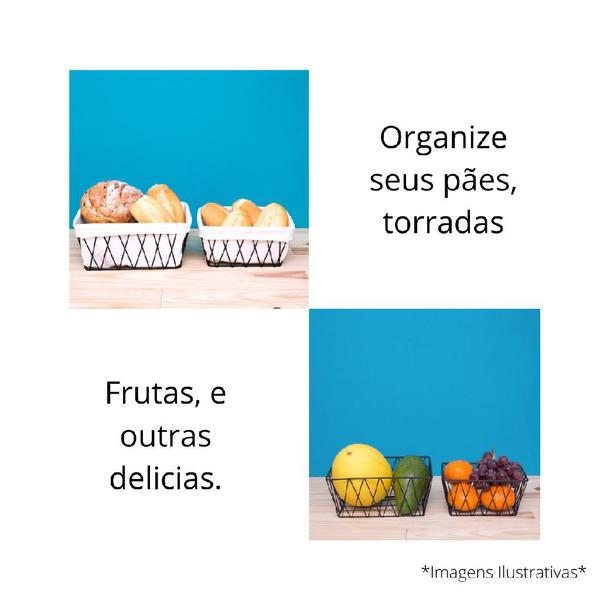 Cesto aramado com forro pães torradas maior 18 cm oikos Imagem de Cesto aramado com forro pães torradas maior 18 cm oikos