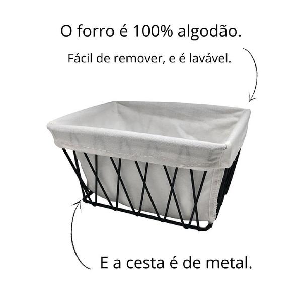 Cesto aramado com forro pães torradas maior 18 cm oikos Imagem de Cesto aramado com forro pães torradas maior 18 cm oikos