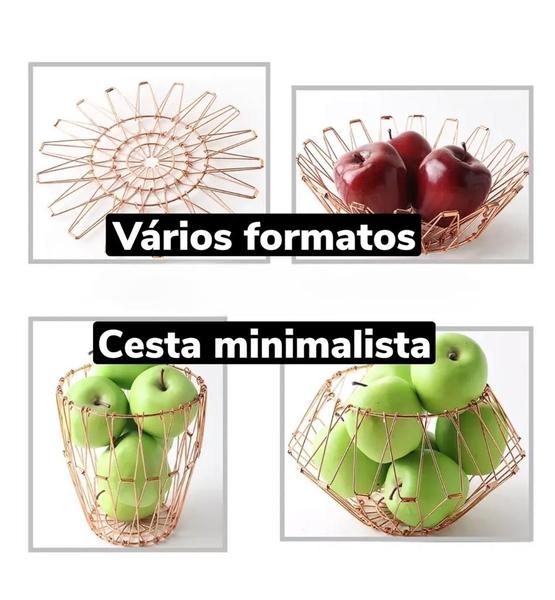 Imagem de Cesto Aramado Dobrável Fruteira Articulada De Mesa Multiuso