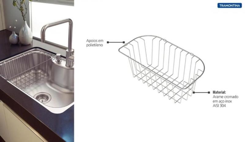 Imagem de Cesto Aramado Em Aço Inox Para Cubas De Sobrepor E Undermount Morgana 60 Fx Tramontina