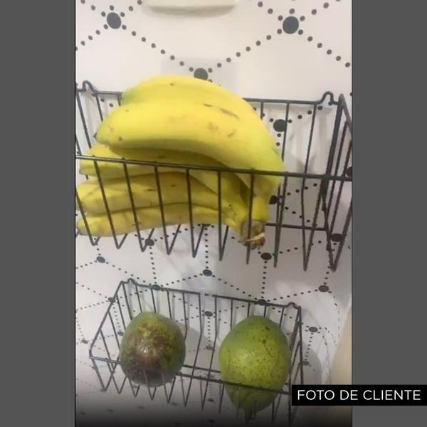 Imagem de Cesto Aramado Fruteira de Parede 25cm para Cozinha Lavanderia Quarto N2 Branco