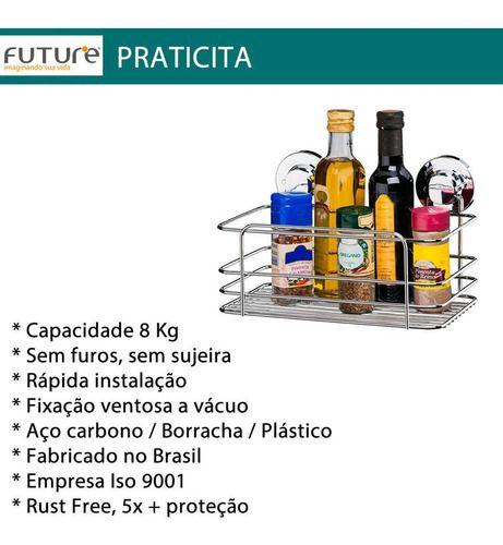 Imagem de Cesto Aramado Multiuso Com Fixação a Vacuo ventosa Future