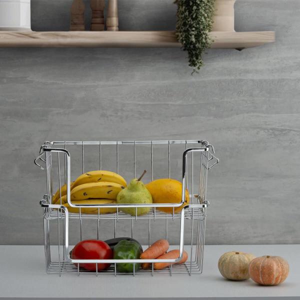 Cesto Aramado Organizador Multiuso Schmitt Fruteira Empilhável para Cozinha Imagem de Cesto Aramado Organizador Multiuso Schmitt Fruteira Empilhável para Cozinha