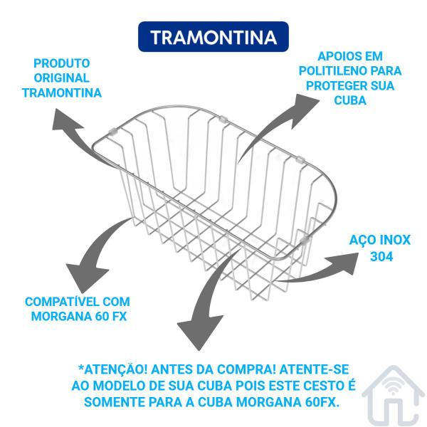 Imagem de Cesto Aramado Tramontina Inox De Cuba Morgana 60fx Original