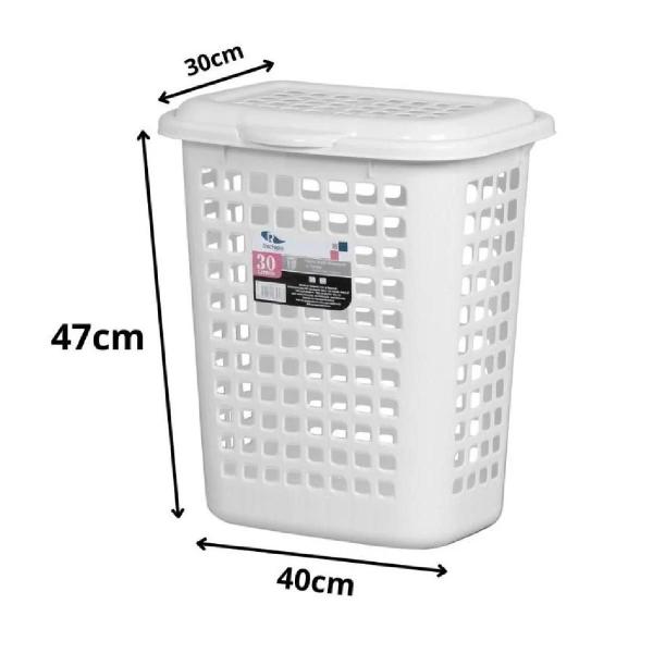 Cesto Branco Para Roupas Lavanderia Com Tampa 30l Multiuso - Rischioto Imagem de Cesto Branco Para Roupas Lavanderia Com Tampa 30l Multiuso