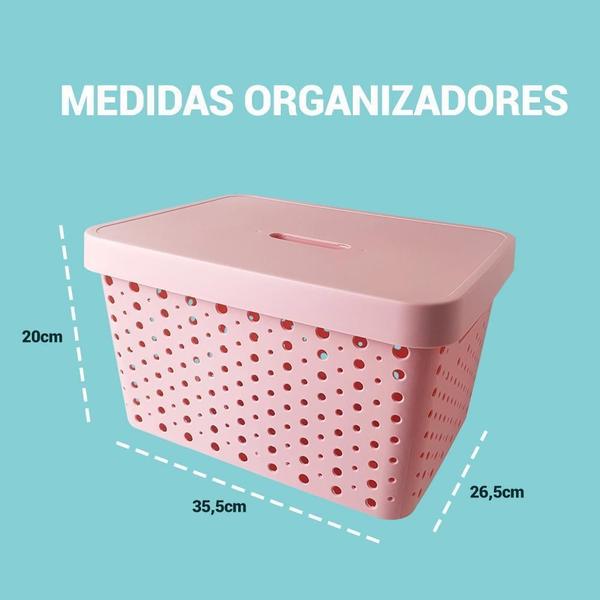 Imagem de Cesto Caixa Organizadora Rattan Com Tampa 17L Cinza Usual