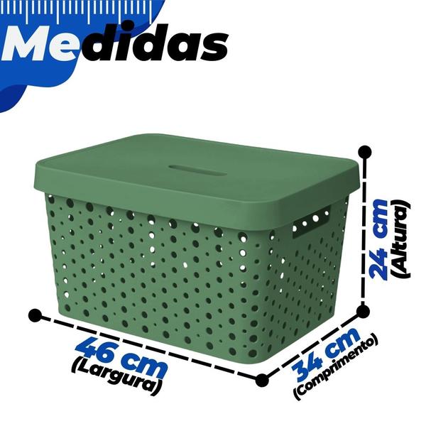 Imagem de Cesto Caixa Organizadora Rattan Grande Com Tampa 33 Litros (46x34x24)