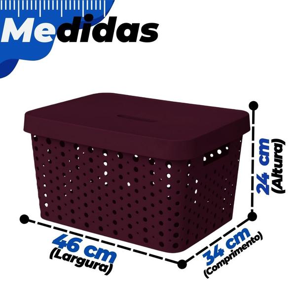 Imagem de Cesto Caixa Organizadora Rattan Grande Com Tampa 33 Litros (46x34x24)