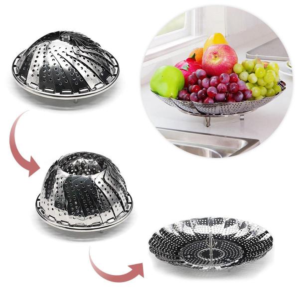Cesto Cozinhar Vapor Inox Dobrável - Innovaree-Commerce Imagem de Cesto Cozinhar Vapor Inox Dobrável