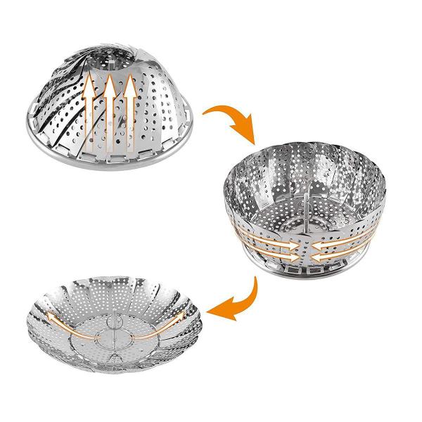 Cesto Cozinhar Vapor Inox Dobrável - Innovaree-Commerce Imagem de Cesto Cozinhar Vapor Inox Dobrável