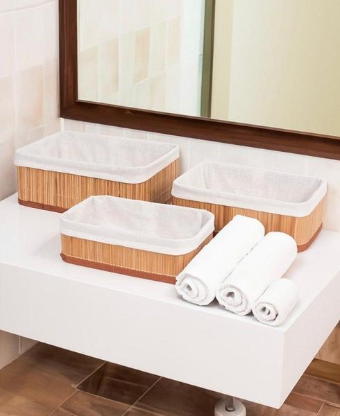 Imagem de Cesto de Bambu Retangular Natural 33x23x12cm - MEK