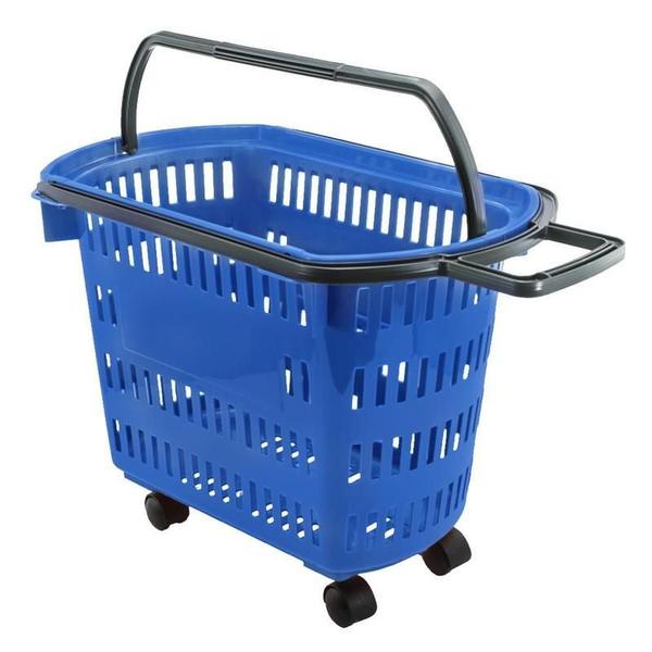 Imagem de Cesto De Compras D300 Dellaplast 30L Com Rodas Azul