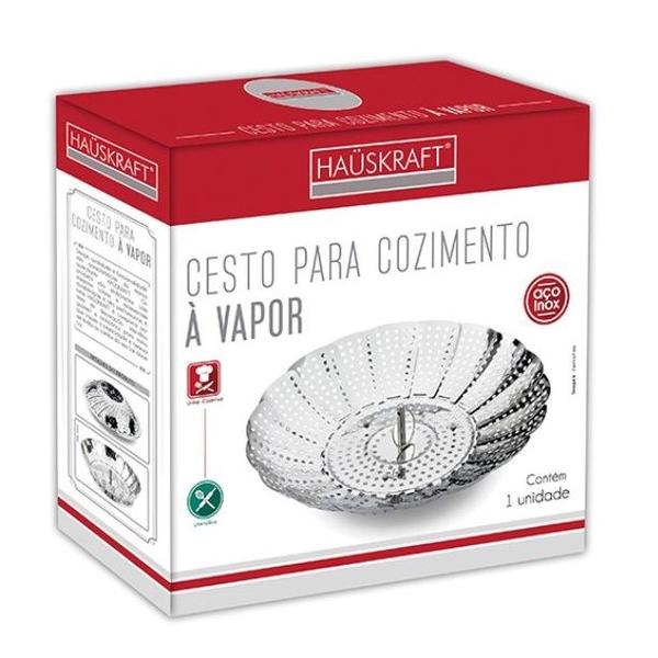 Imagem de Cesto de Cozimento A Vapor em Inox 26cm Cozinhar Verduras e Legumes Banho Maria - Hauskraft