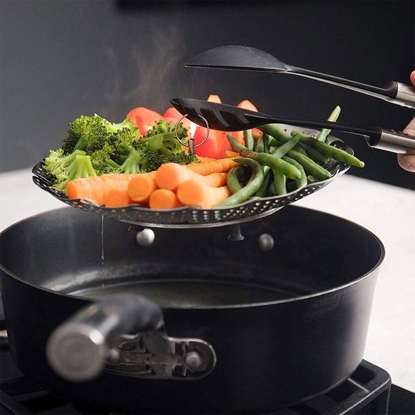 Imagem de Cesto de Cozimento A Vapor Para Legumes, Verduras e Frutas Em Inox Retrátil Para Cozinha Panela 