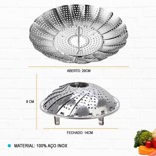 Cesto De Cozimento Vapor Legumes Inox Panela Vaporeira - Uny Gift Imagem de Cesto De Cozimento Vapor Legumes Inox Panela Vaporeira
