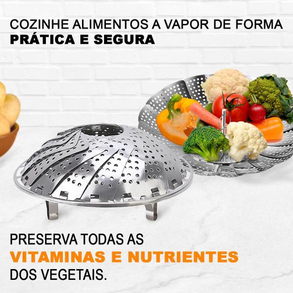 Cesto De Cozimento Vapor Legumes Inox Panela Vaporeira - Uny Gift Imagem de Cesto De Cozimento Vapor Legumes Inox Panela Vaporeira