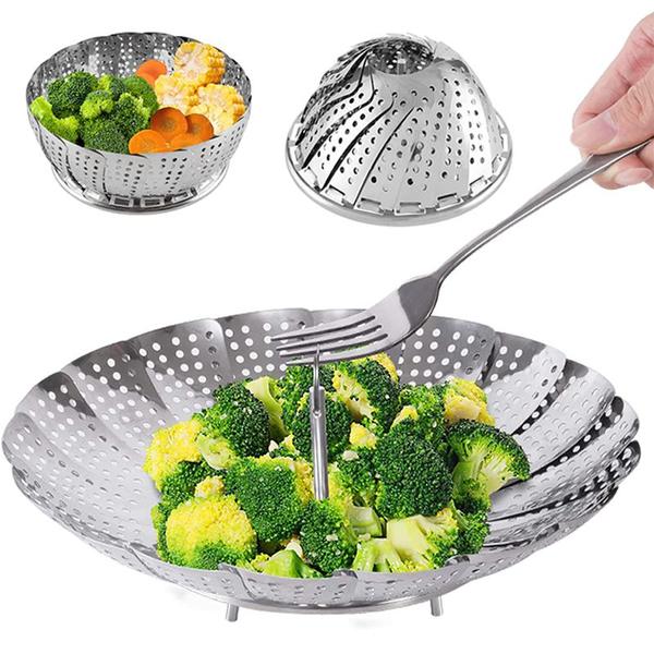 Imagem de Cesto De Cozimento Vapor Legumes Inox Panela Vaporeira Verduras Cozinha